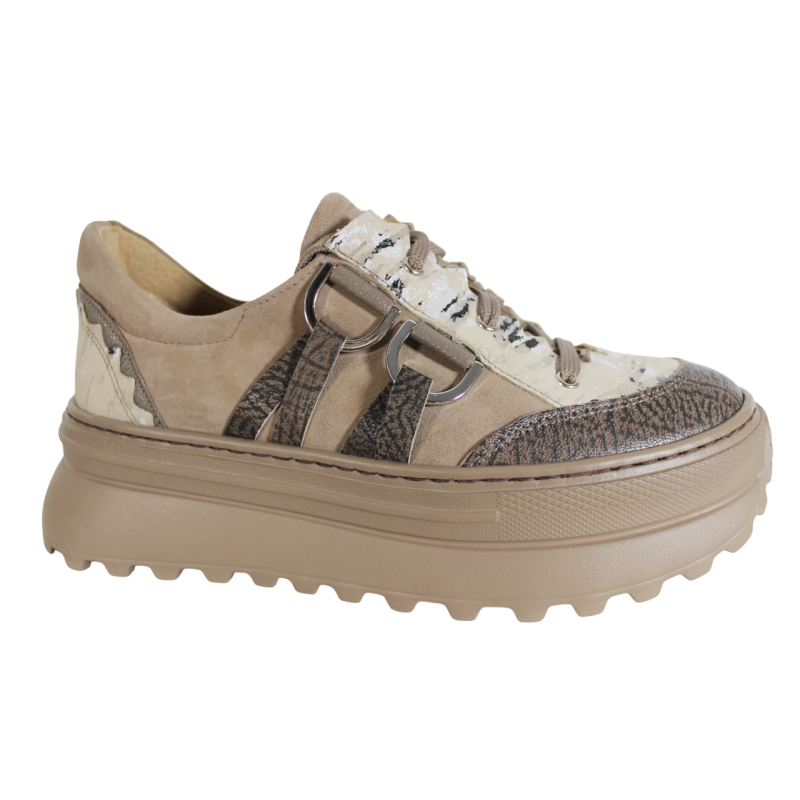 Sneakersy Maciejka 06562 Skóra Beż Zamsz