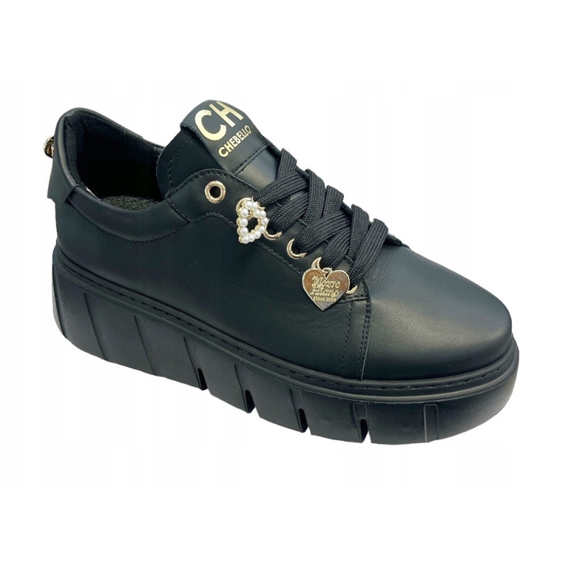 Sneakersy Chebello 4536 Skóra Czarne Lico