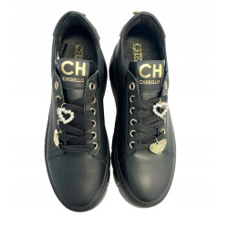 Sneakersy Chebello 4536 Skóra Czarne Lico