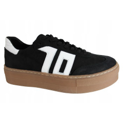 Sneakersy Kampa N1095S2 Skóra Czarny Zamsz
