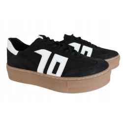 Sneakersy Kampa N1095S2 Skóra Czarny Zamsz