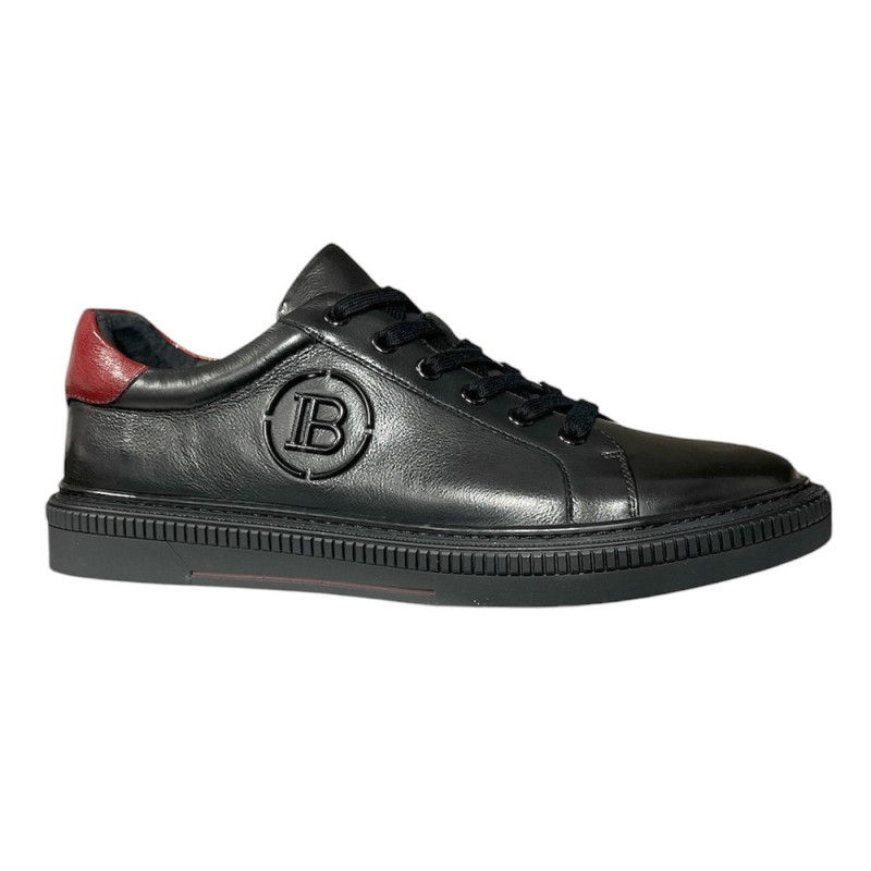 Sneakersy Męskie John Doubare P742 Skóra Czarne Lico