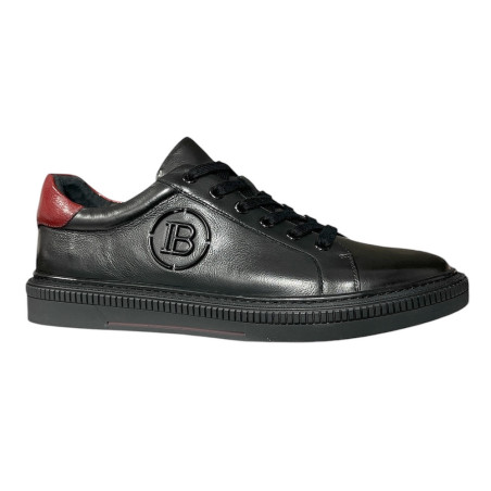 Sneakersy Męskie John Doubare P742 Skóra Czarne Lico