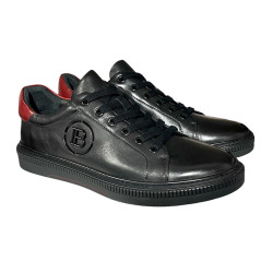 Sneakersy Męskie John Doubare P742 Skóra Czarne Lico