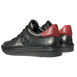 Sneakersy Męskie John Doubare P742 Skóra Czarne Lico