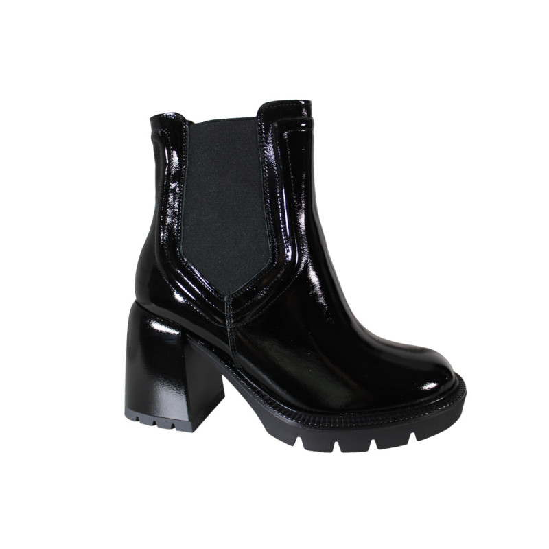 Botki Damskie Gamis 7326 Skóra Czarny Lakier
