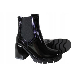 Botki Damskie Gamis 7326 Skóra Czarny Lakier