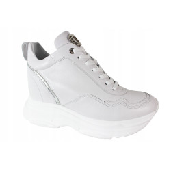 Sneakersy Damskie Carinii B9061 Skóra Białe Lico