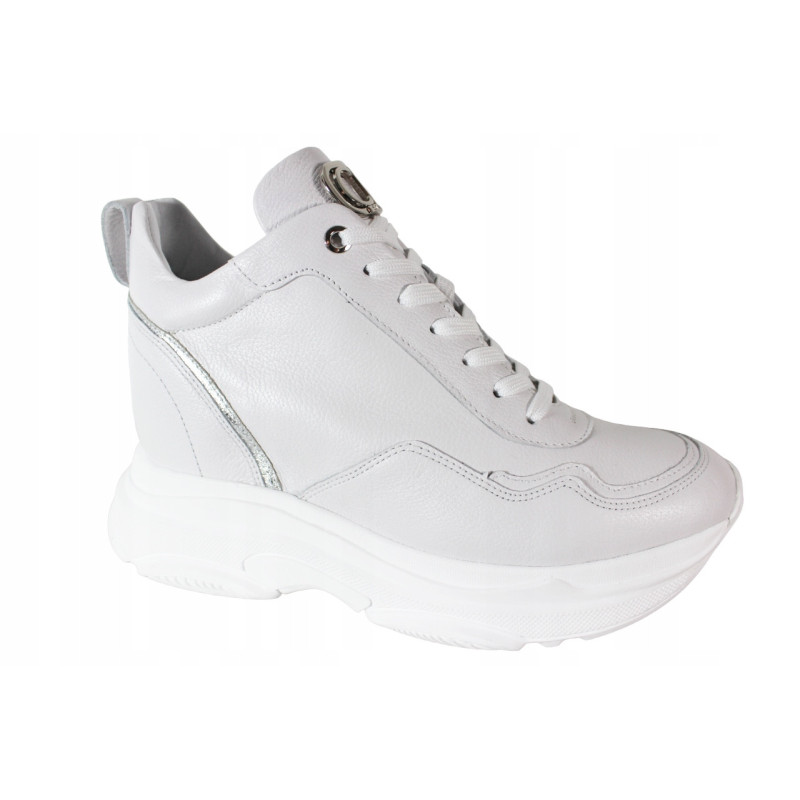 Sneakersy Damskie Carinii B9061 Skóra Białe Lico