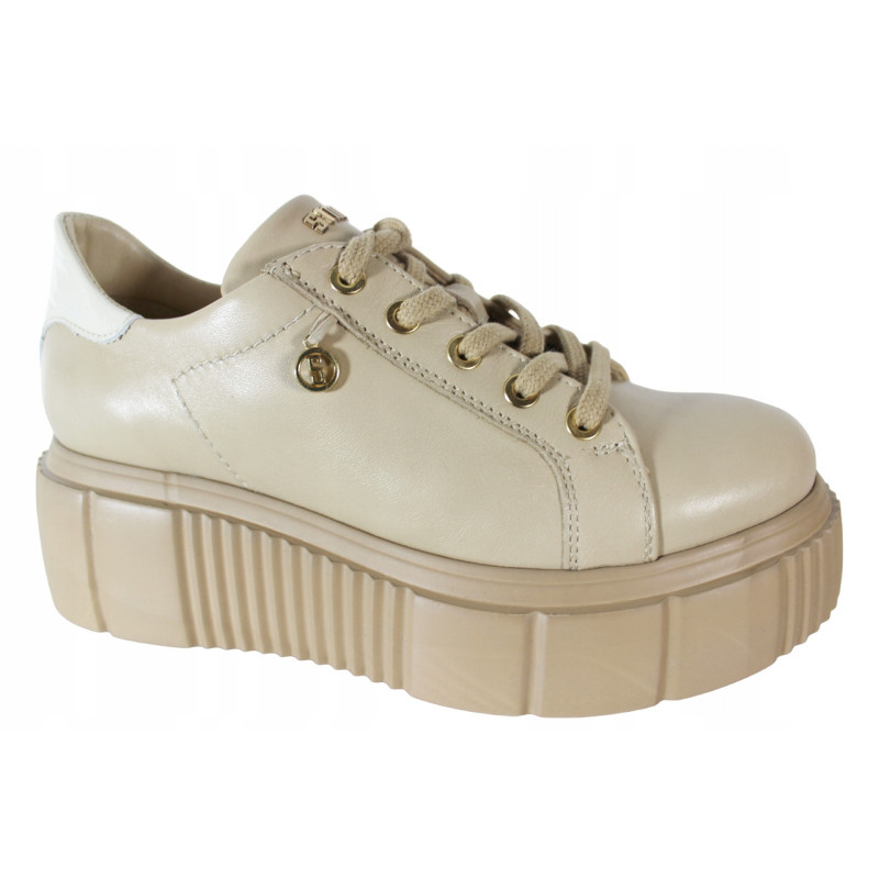 Sneakersy Damskie Simen 6920A Skóra Beż Lico