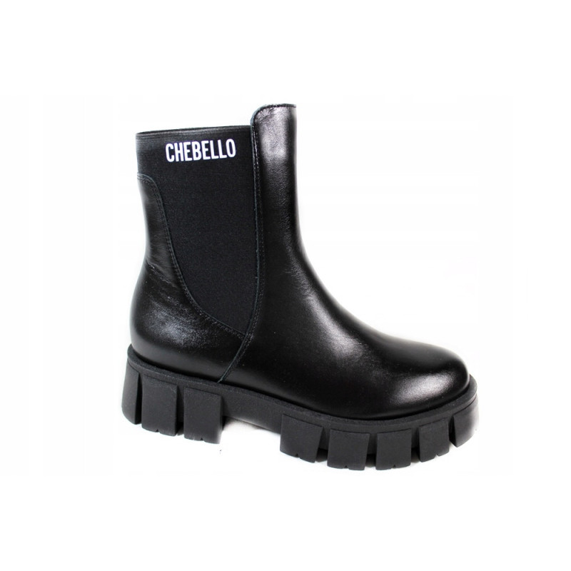 Botki Chebello 3018 Skóra Czarne Lico