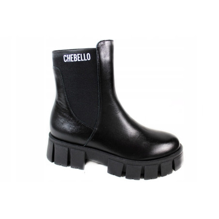 Botki Chebello 3018 Skóra Czarne Lico