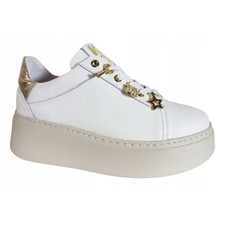 Sneakersy Półbuty Damskie Karino 5066 Skóra Białe Lico
