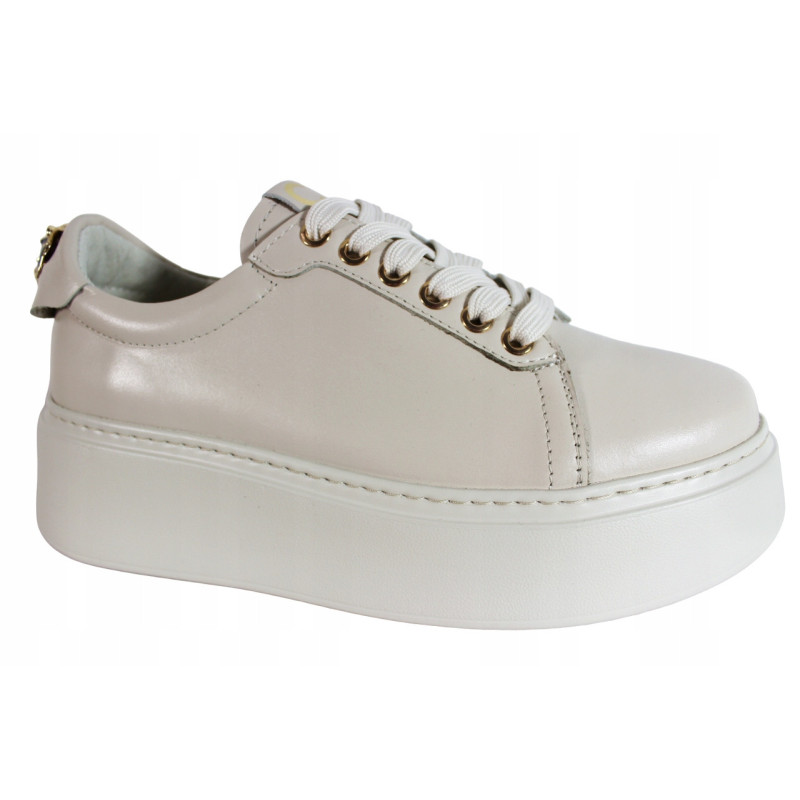 Sneakersy Półbuty Damskie Chebello 4367 Skóra Beż Lico