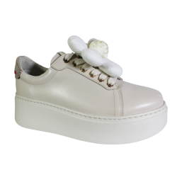 Sneakersy Półbuty Damskie Chebello 4366 Skóra Beż Lico