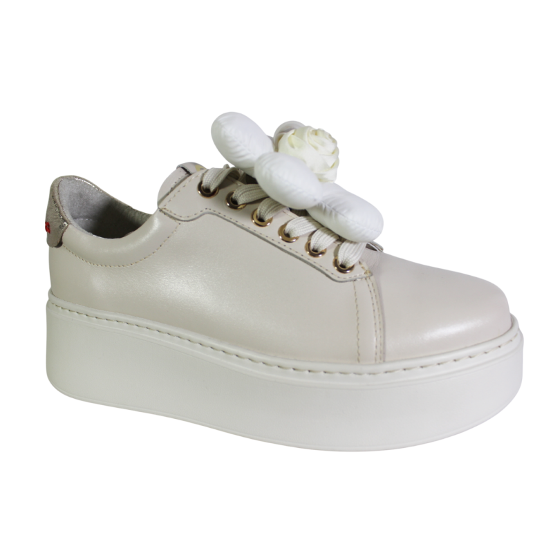 Sneakersy Półbuty Damskie Chebello 4366 Skóra Beż Lico