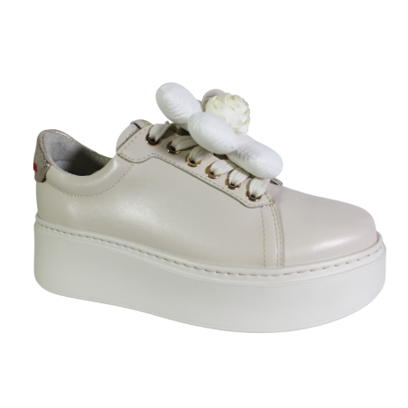 Sneakersy Półbuty Damskie Chebello 4366 Skóra Beż Lico