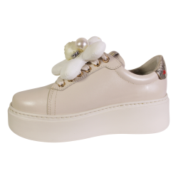 Sneakersy Półbuty Damskie Chebello 4366 Skóra Beż Lico