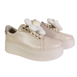 Sneakersy Półbuty Damskie Chebello 4366 Skóra Beż Lico