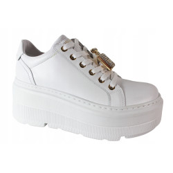 Sneakersy Półbuty Damskie Chebello 4426 Skóra Białe Lico