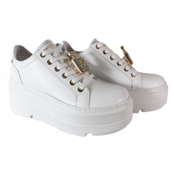Sneakersy Półbuty Damskie Chebello 4426 Skóra Białe Lico