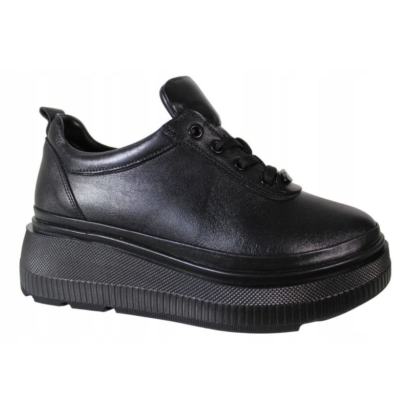 Sneakersy Półbuty Ravini 575.6050 Skóra Czarne Lico