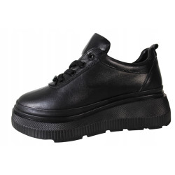 Sneakersy Półbuty Ravini 575.6050 Skóra Czarne Lico