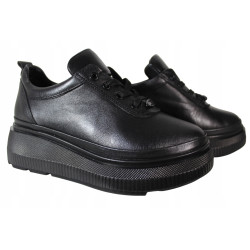 Sneakersy Półbuty Ravini 575.6050 Skóra Czarne Lico