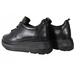 Sneakersy Półbuty Ravini 575.6050 Skóra Czarne Lico