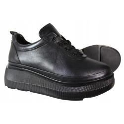 Sneakersy Półbuty Ravini 575.6050 Skóra Czarne Lico