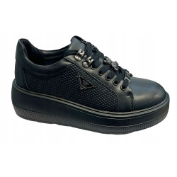 Sneakersy Półbuty Filippo DP6382 Skóra Czarne Lico