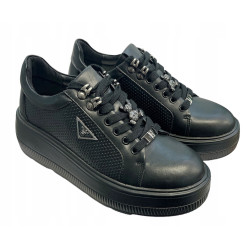 Sneakersy Półbuty Filippo DP6382 Skóra Czarne Lico