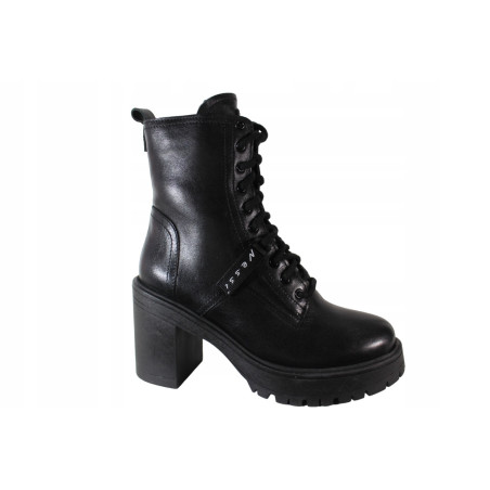 Botki Damskie Nessi 23548 SKÓRA CZARNE LICO