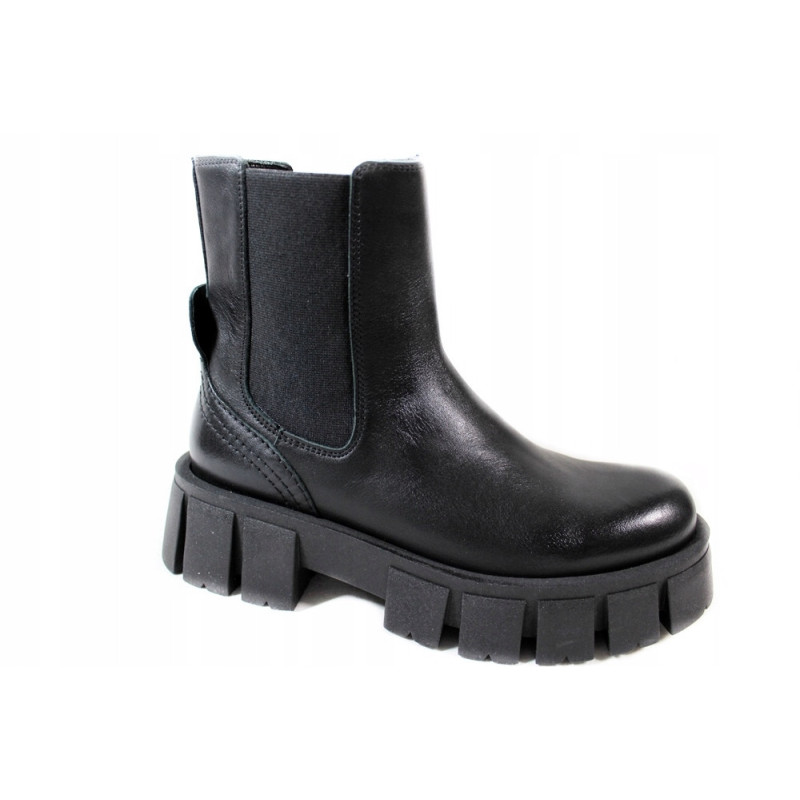Botki Damskie Nessi 22367  Skóra Czarne Lico