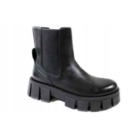 Botki Damskie Nessi 22367  Skóra Czarne Lico