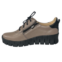 Półbuty Damskie Helios 420 Skóra Khaki Lico