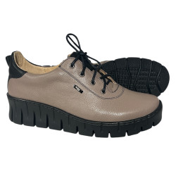 Półbuty Damskie Helios 420 Skóra Khaki Lico