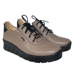 Półbuty Damskie Helios 420 Skóra Khaki Lico