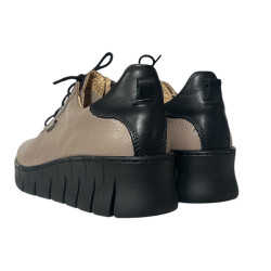 Półbuty Damskie Helios 420 Skóra Khaki Lico