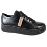 Sneakersy Damskie Nessi 22162  Skóra Czarne Lico
