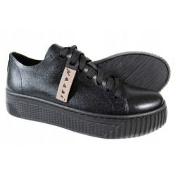 Sneakersy Damskie Nessi 22162  Skóra Czarne Lico