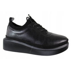 Półbuty Sneakersy Damskie T.SOKOLSKI J23-705 Skóra Czarne Lico