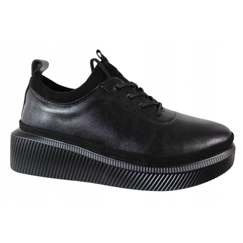 Półbuty Sneakersy Damskie T.SOKOLSKI J23-705 Skóra Czarne Lico