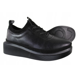 Półbuty Sneakersy Damskie T.SOKOLSKI J23-705 Skóra Czarne Lico