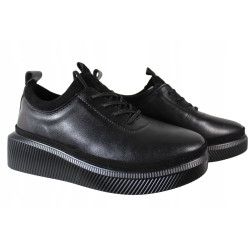 Półbuty Sneakersy Damskie T.SOKOLSKI J23-705 Skóra Czarne Lico