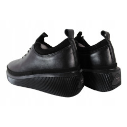 Półbuty Sneakersy Damskie T.SOKOLSKI J23-705 Skóra Czarne Lico