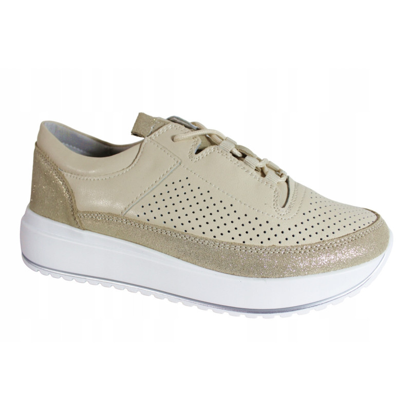 Sneakersy Półbuty Damskie Artiker 52C1384 Skóra Beż Lico