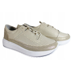 Sneakersy Półbuty Damskie Artiker 52C1384 Skóra Beż Lico