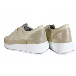 Sneakersy Półbuty Damskie Artiker 52C1384 Skóra Beż Lico