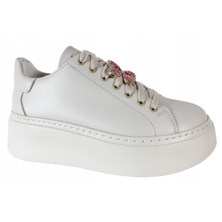 Sneakersy Damskie Nessi 24580 Skóra Beż Lico